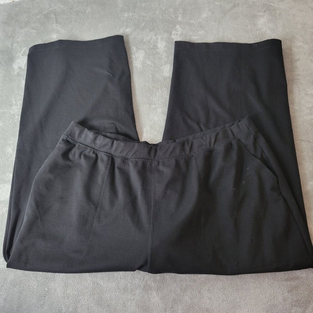 Woman Within Plus Size 26W Capri Pants Black Pleated Stretch Pull On CAP1E